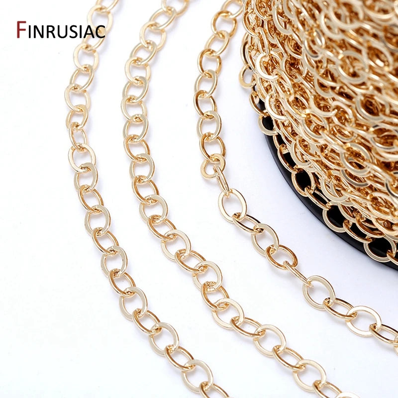 Chaîne de bijoux DIY en vrac 2020, nouvelle chaîne cubaine ronde en laiton plaqué or véritable 14 carats pour la fabrication de bijoux