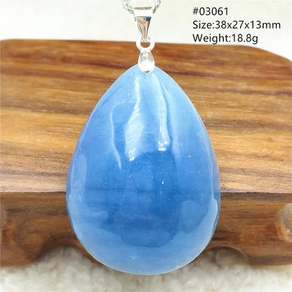 Natural Blue Aquamarine Pendant Clear Water Drop Women Men Brazil Aquamarine Crystal Necklace Jewelry AAAAA