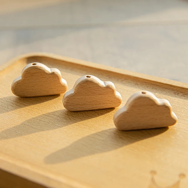 10PC Baby Wooden Teether Animal Beads Beech Rodent Star DIY Pacifier Chain Teething Bracelet Accessories Montessori Newborn Gift