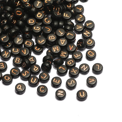 Perles plates en acrylique avec lettres de l'alphabet dorées pour la fabrication de bijoux faits à la main, bracelets à breloques, colliers et accessoires