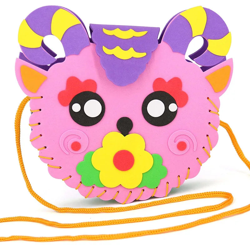 Non-Woven New Handicraft Toys for Children Pink Bag Girl Gift Fabrication DIY Toy Animal Handbag Arts Crafts Educational Toy