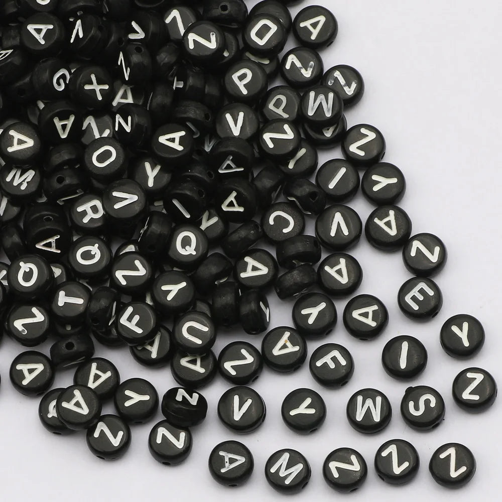 Perles plates en acrylique avec lettres de l'alphabet dorées pour la fabrication de bijoux faits à la main, bracelets à breloques, colliers et accessoires