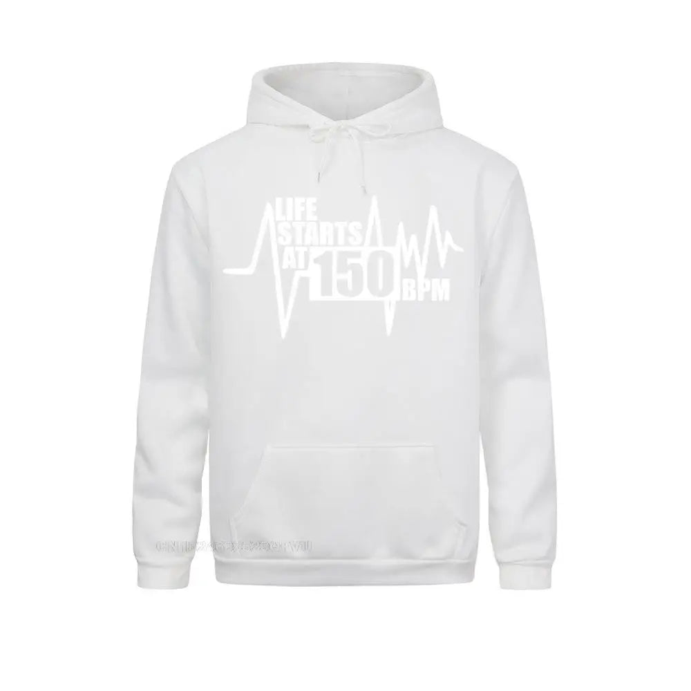 La vie commence à 150 Bpm Pull Hardstyle Homme Pull 100% Coton Hardcore Dance Dj Techno Club Party Edm