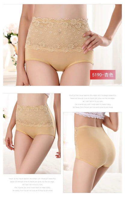 High Waist Sexy Lace Women Underwear Thin Seamless Traceless Briefs Shapewear Abdomen Hip Slimming Calcinha Lingerie Panties