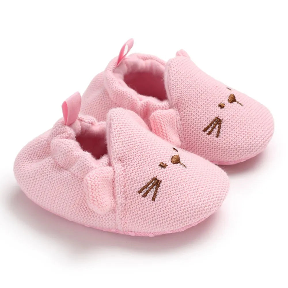 Bottes de neige tricotées pour bébé fille, chaussures pour nouveau-né, automne-hiver, coton, semelles chaudes et douces, en peluche, pour les premiers pas