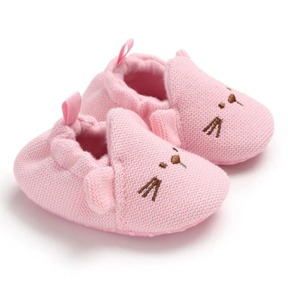 Bottes de neige tricotées pour bébé fille, chaussures pour nouveau-né, automne-hiver, coton, semelles chaudes et douces, en peluche, pour les premiers pas