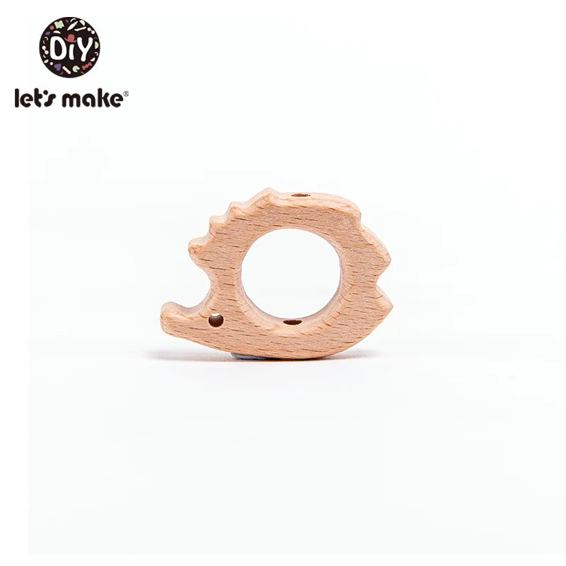 10PC Baby Wooden Teether Animal Beads Beech Rodent Star DIY Pacifier Chain Teething Bracelet Accessories Montessori Newborn Gift