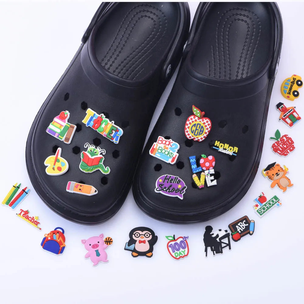 1pcs/lot Cute Cartoon Animals School Teacher Shoe Charms Shoe Decorations Accessories For  Kids Gifts