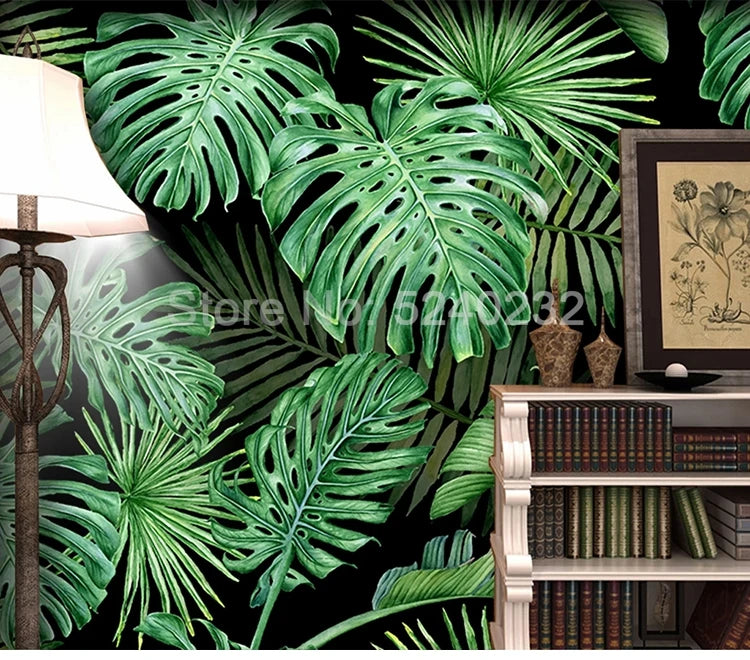 Papier peint photo personnalisé, motif plante tropicale, feuille verte, décoration d'intérieur, salon, chambre à coucher, cuisine, peinture 3D
