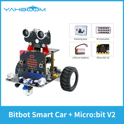 Yahboom Programmable Robot Smart Car for Kids Gift Education DIY Learning Coding Kit APP IR Control Compatible with Microbit V2