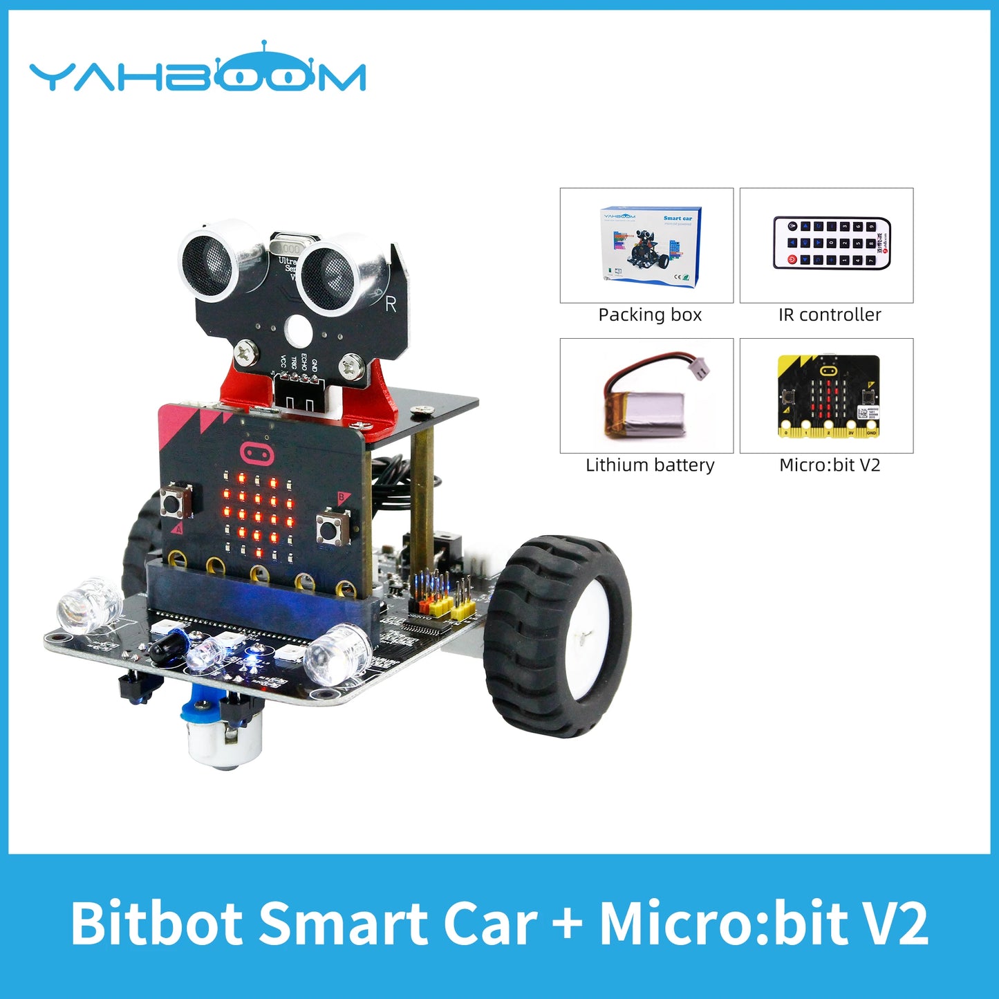 Yahboom Programmable Robot Smart Car for Kids Gift Education DIY Learning Coding Kit APP IR Control Compatible with Microbit V2