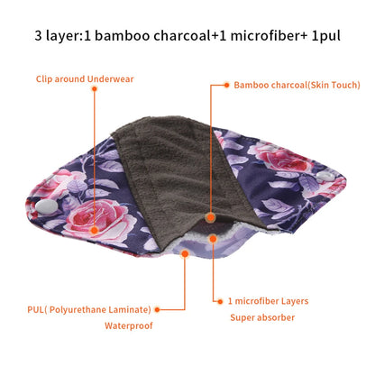 10pcs Reusable Waterproof Bamboo Fiber Pads Menstrual Cloth Sanitary Pads Feminine Maternity Hygiene Panty Liner