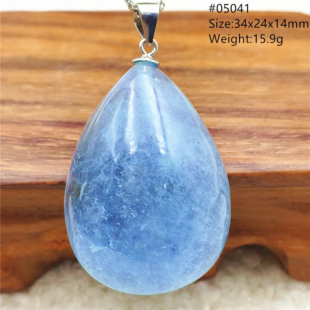 Natural Blue Aquamarine Pendant Clear Water Drop Women Men Brazil Aquamarine Crystal Necklace Jewelry AAAAA