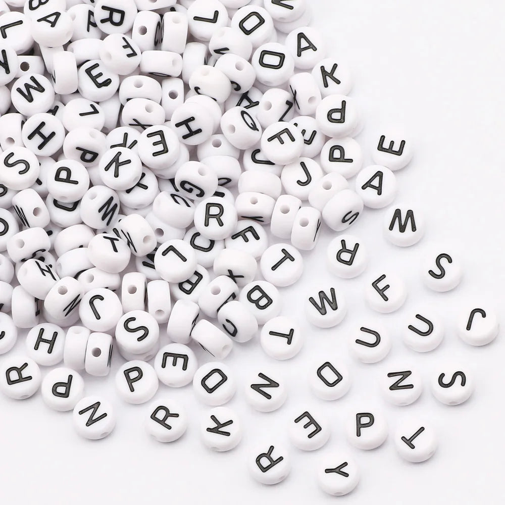 Perles plates en acrylique avec lettres de l'alphabet dorées pour la fabrication de bijoux faits à la main, bracelets à breloques, colliers et accessoires