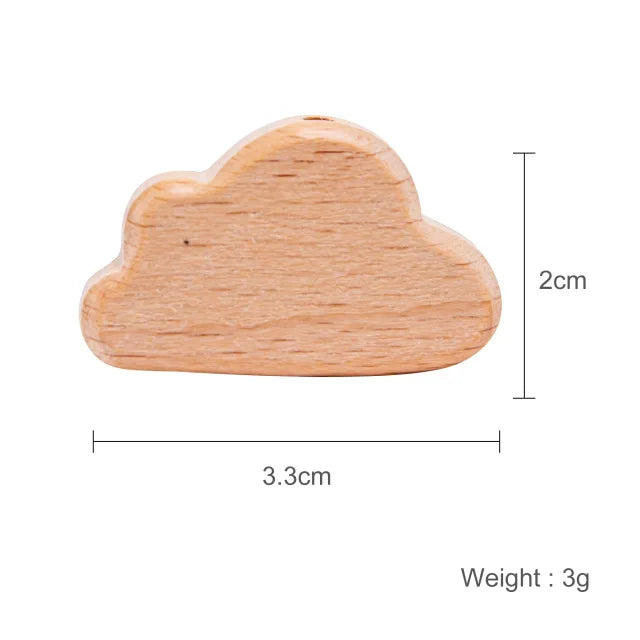 10PC Baby Wooden Teether Animal Beads Beech Rodent Star DIY Pacifier Chain Teething Bracelet Accessories Montessori Newborn Gift