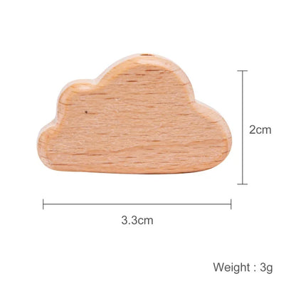 10PC Baby Wooden Teether Animal Beads Beech Rodent Star DIY Pacifier Chain Teething Bracelet Accessories Montessori Newborn Gift