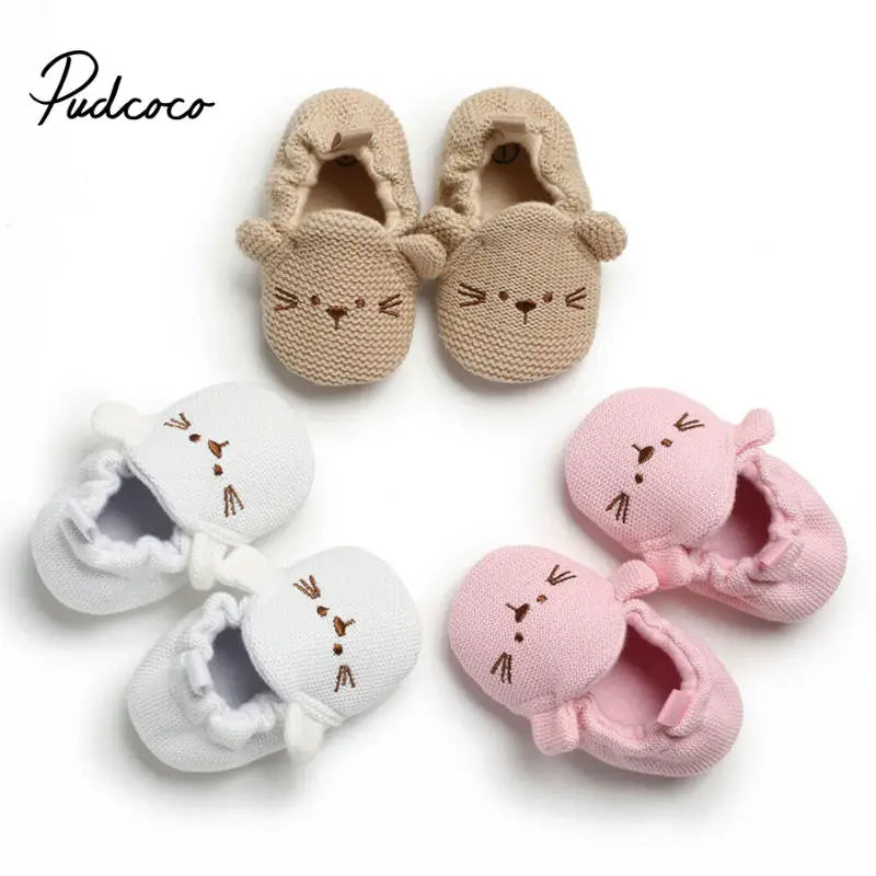 Bottes de neige tricotées pour bébé fille, chaussures pour nouveau-né, automne-hiver, coton, semelles chaudes et douces, en peluche, pour les premiers pas