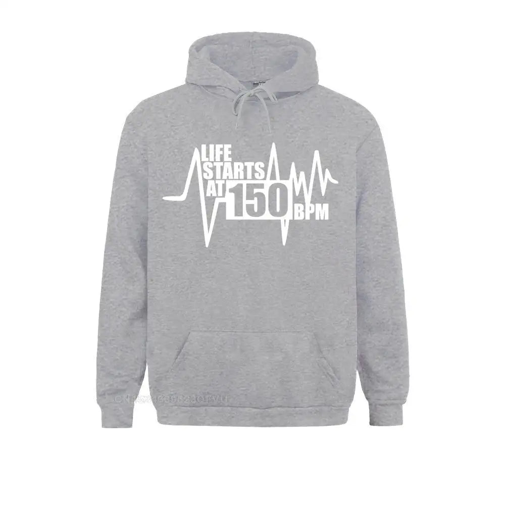La vie commence à 150 Bpm Pull Hardstyle Homme Pull 100% Coton Hardcore Dance Dj Techno Club Party Edm