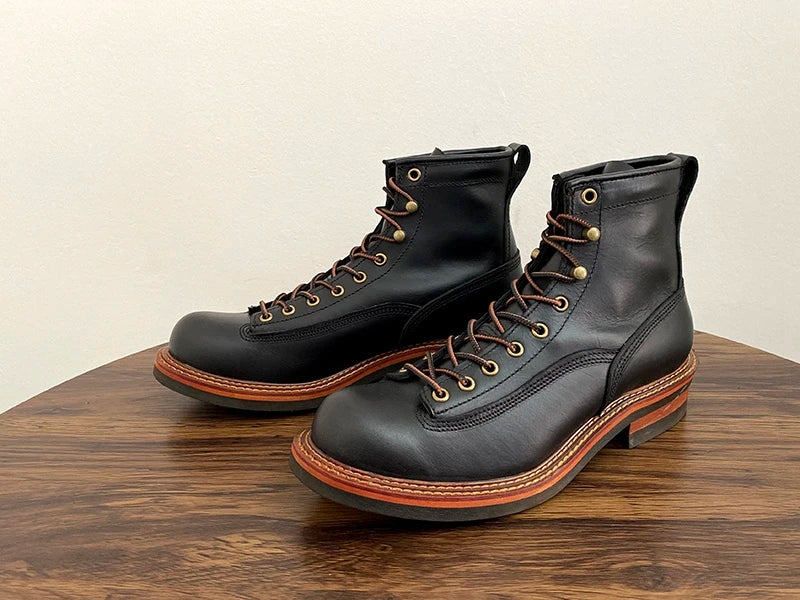 Unisex Autumn Vintage Handmade Men Casual Cow Leather Shoes High Quality Dress Ankle Boots British Tooling Work Motorcycle Boots