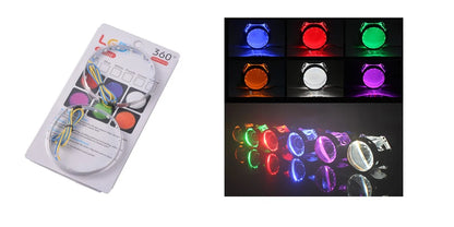 Lot de 2 lentilles de projecteur Bi Xenon Hid à revêtement bleu football avec réglage Devil Eyes pour phares H1 H4 H7, kit d'assemblage pour voiture et moto
