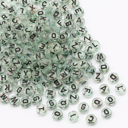 Perles plates en acrylique avec lettres de l'alphabet dorées pour la fabrication de bijoux faits à la main, bracelets à breloques, colliers et accessoires