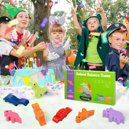 New Children Montessori Wooden Animal Balance Blocks Board Games Toy Dinosaur Educational Stacking High Building Block Wood Toy