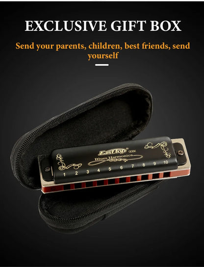 EASTTOP T008K key of C New blue color harmonica brass reedplates phosphor bronze reeds diatonic blues harp good harmonica