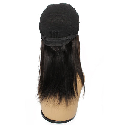 4x4 Lace Closure Wig Black Color Straight Remy Indian Human Hair Wigs 12 14 16 18 Inches 250 Density Short Extension for Women