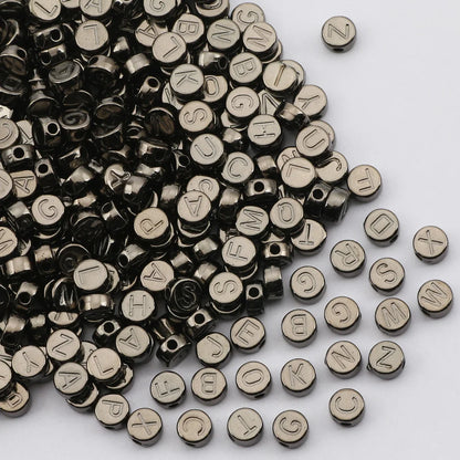Perles plates en acrylique avec lettres de l'alphabet dorées pour la fabrication de bijoux faits à la main, bracelets à breloques, colliers et accessoires