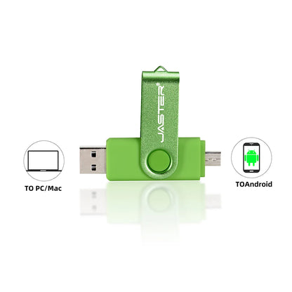 JASTER Rotated Micro usb interface OTG Flash drive pendrive 32GB 16GB 64GB USB Flash Drive for android phone tablet PC notebook
