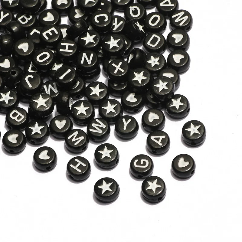 Perles plates en acrylique avec lettres de l'alphabet dorées pour la fabrication de bijoux faits à la main, bracelets à breloques, colliers et accessoires