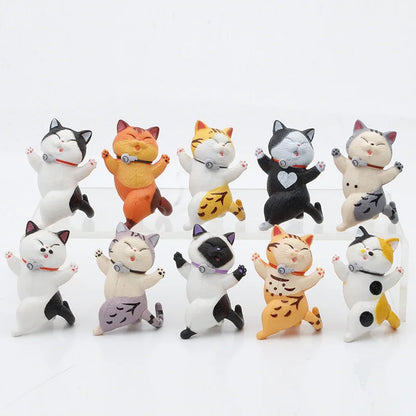 Toy Cat Collection Funny Mini Cats Miniatures Japanese Bell Cat Funny Lucky Cat Creative Ornaments Dancing Cat Doll Holder Cats