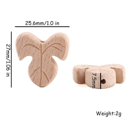 10PC Baby Wooden Teether Animal Beads Beech Rodent Star DIY Pacifier Chain Teething Bracelet Accessories Montessori Newborn Gift