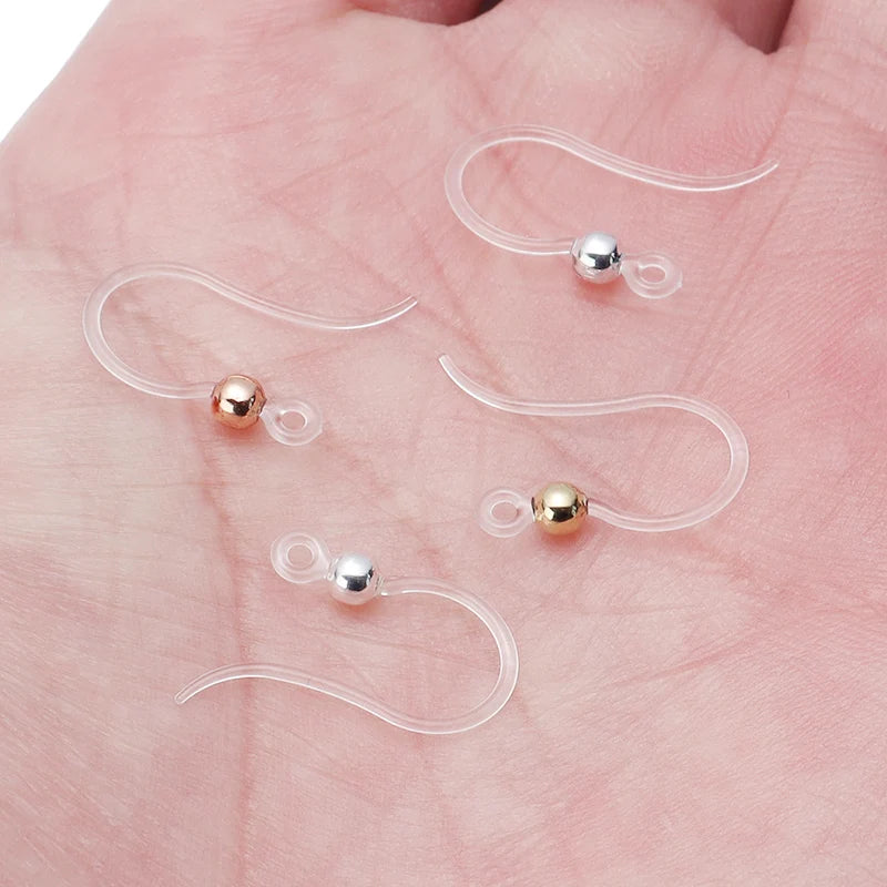 Louleur Crochets d'oreilles en résine transparente pour la fabrication de bijoux, boucles d'oreilles, base de crochet, accessoires de bricolage, vente en gros