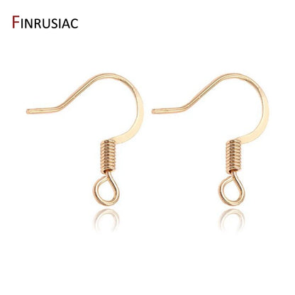 Crochets de boucles d'oreilles plaqués or 14 carats, en laiton de haute qualité, pour la fabrication de bijoux, vente en gros