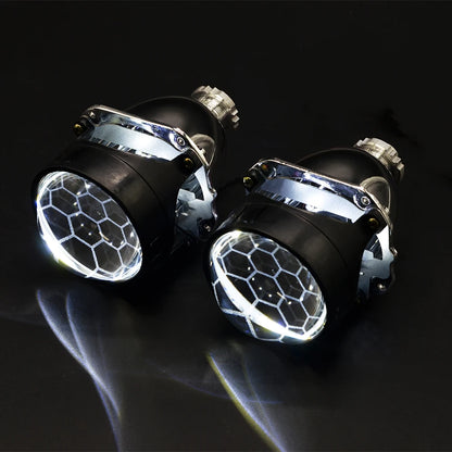 Lot de 2 lentilles de projecteur Bi Xenon Hid à revêtement bleu football avec réglage Devil Eyes pour phares H1 H4 H7, kit d'assemblage pour voiture et moto