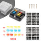Bloc de fusibles à lame 12 V 6 voies avec indicateur LED, couvercle de protection étanche et autocollant pour voiture, camion, remorque