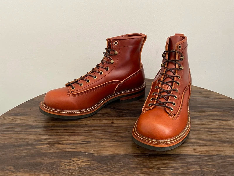 Unisex Autumn Vintage Handmade Men Casual Cow Leather Shoes High Quality Dress Ankle Boots British Tooling Work Motorcycle Boots