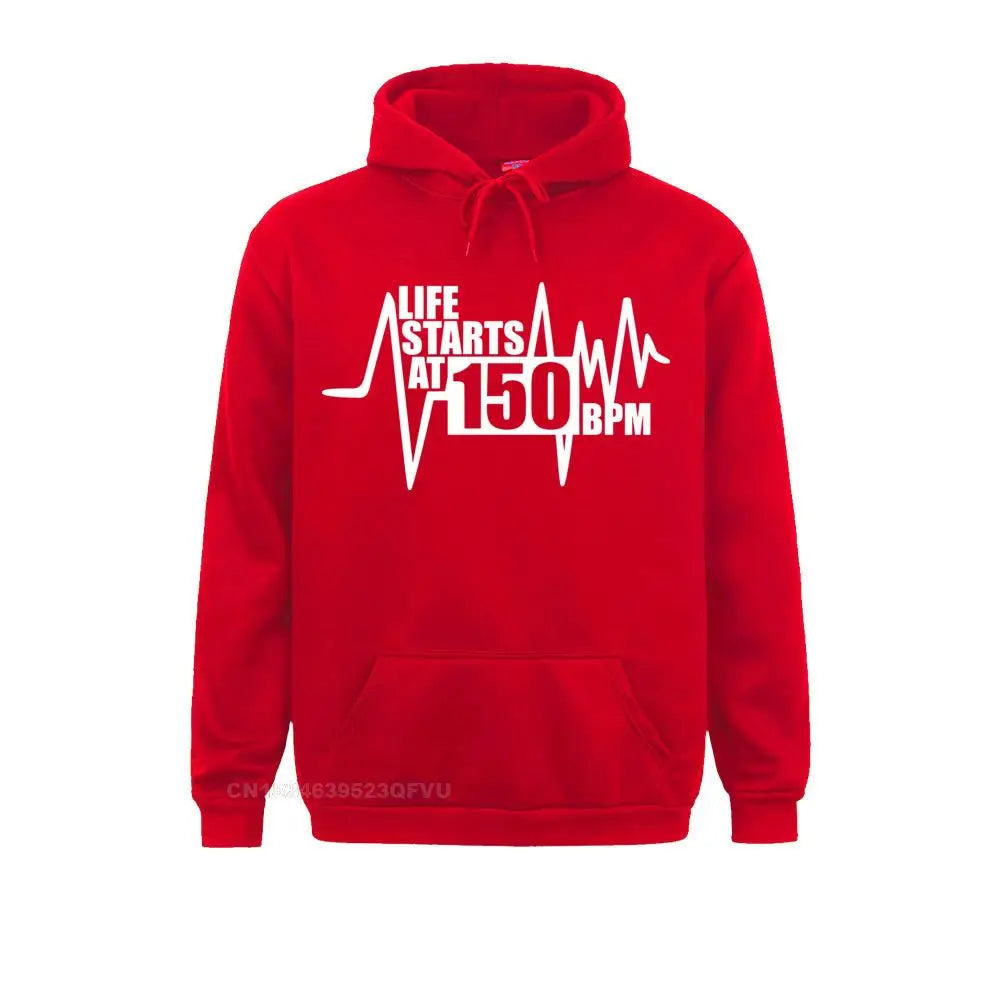 La vie commence à 150 Bpm Pull Hardstyle Homme Pull 100% Coton Hardcore Dance Dj Techno Club Party Edm