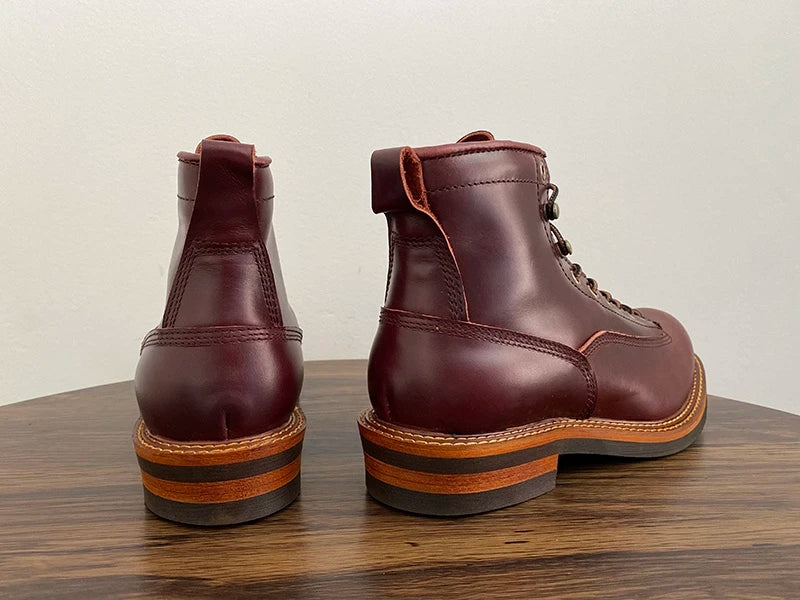 Unisex Autumn Vintage Handmade Men Casual Cow Leather Shoes High Quality Dress Ankle Boots British Tooling Work Motorcycle Boots