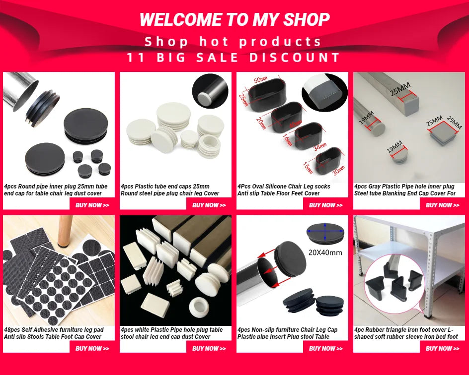 4pcs Square Plastic Blanking End Caps Tube Pipe Inserts Plug Bung for table chair leg cover furniture leveling feet protector