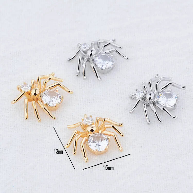 Breloques araignées plaquées or véritable 14 carats et zircone, 15 x 13 mm, fournitures de fabrication de bijoux, accessoires de bricolage