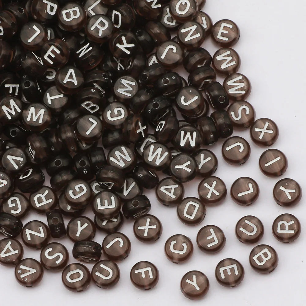 Perles plates en acrylique avec lettres de l'alphabet dorées pour la fabrication de bijoux faits à la main, bracelets à breloques, colliers et accessoires