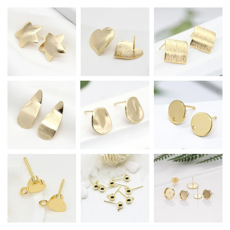 Crochets de boucles d'oreilles plaqués or 14 carats, en laiton de haute qualité, pour la fabrication de bijoux, vente en gros