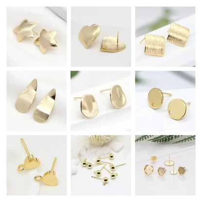 Crochets de boucles d'oreilles plaqués or 14 carats, en laiton de haute qualité, pour la fabrication de bijoux, vente en gros