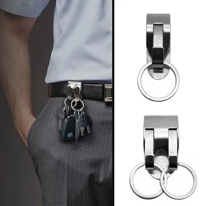 Stainless Steel Keyring Security Clip On Heavy Duty Belt for Key Clip Belt Keychain 2 Detachable Keyrings Belt for Key Holder