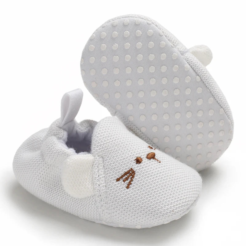 Bottes de neige tricotées pour bébé fille, chaussures pour nouveau-né, automne-hiver, coton, semelles chaudes et douces, en peluche, pour les premiers pas
