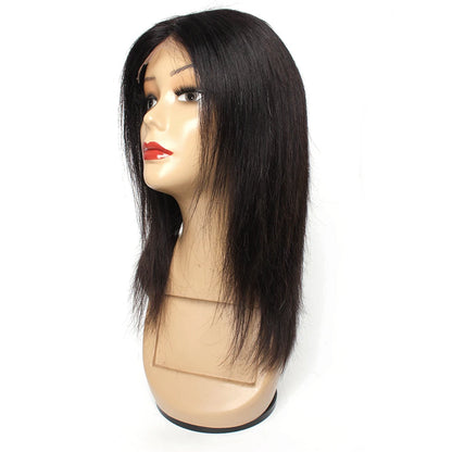 4x4 Lace Closure Wig Black Color Straight Remy Indian Human Hair Wigs 12 14 16 18 Inches 250 Density Short Extension for Women