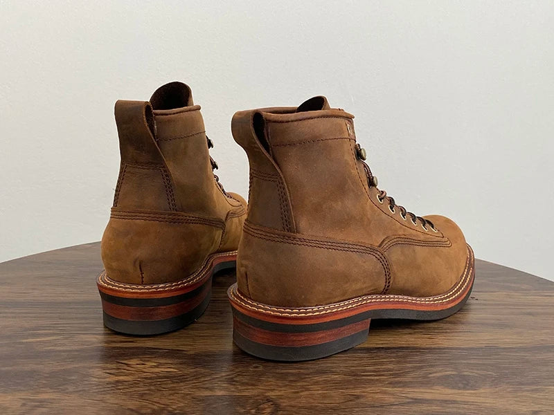 Unisex Autumn Vintage Handmade Men Casual Cow Leather Shoes High Quality Dress Ankle Boots British Tooling Work Motorcycle Boots
