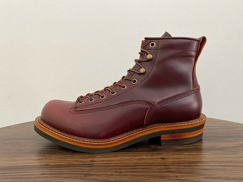 Unisex Autumn Vintage Handmade Men Casual Cow Leather Shoes High Quality Dress Ankle Boots British Tooling Work Motorcycle Boots